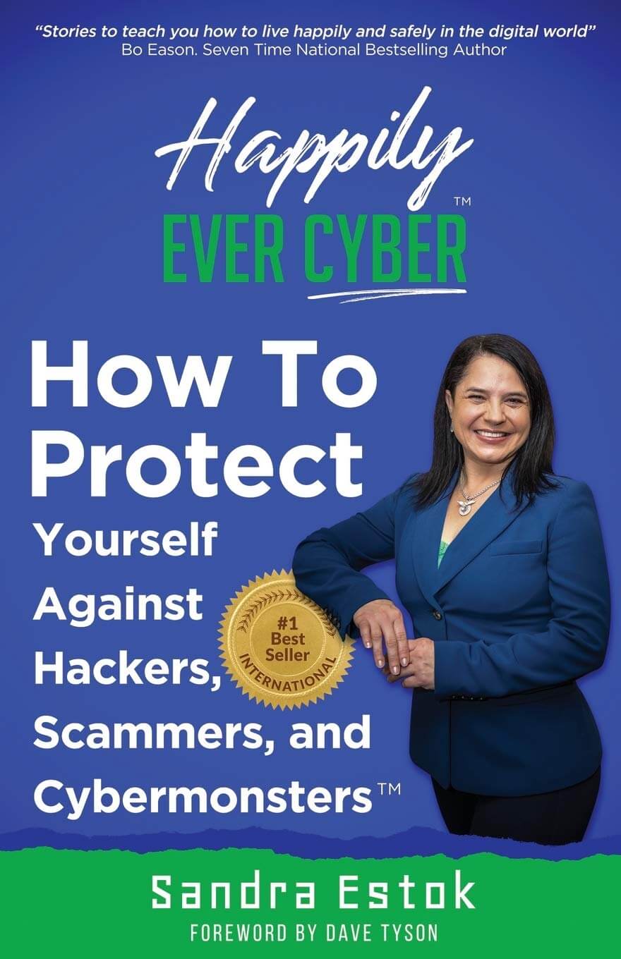 A picture of the book, "Happily Ever Cyber".