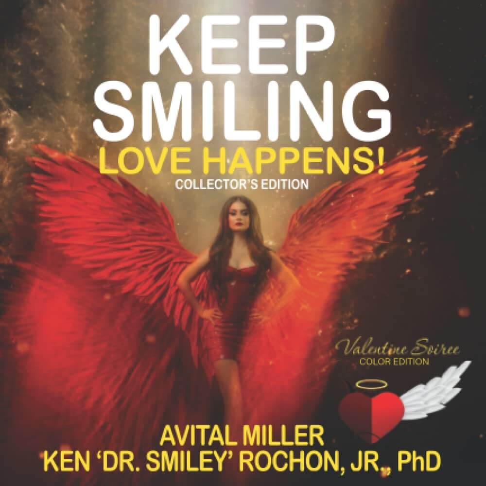 A picture of the book, "Keep Smiling: Love Happens".