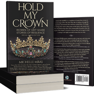 Image of book cover for the book Hold My Crown. Picture of crown, title and the list of authors within the book